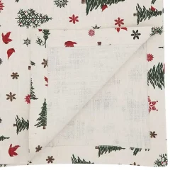 Kirklands Home Table Linens|Green Christmas Trees and Snowflakes Table Runner