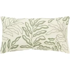 Hot Green Embroidered Botanical Lumbar Pillow Pillows