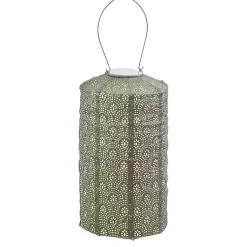 Kirklands Home Outdoor Lighting|Fan Cylinder Hanging LED Outdoor Lantern Green