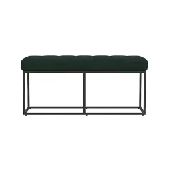 Kirklands Home Benches & Ottomans|Faux Suede Upholstered Metal Frame Bench Green