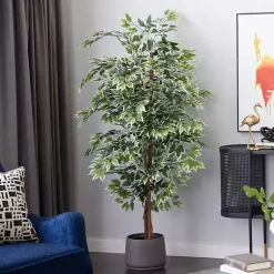 Discount Green Ficus Potted Tree, 73 in. Trees & Topiaries