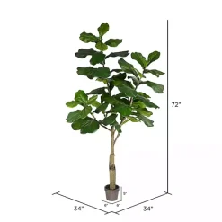 Discount Green Fiddle Leaf Tree in Distressed Pot Trees & Topiaries