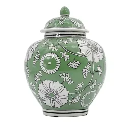 Green Floral Chinoiserie Jar Decorative Bowls & Jars