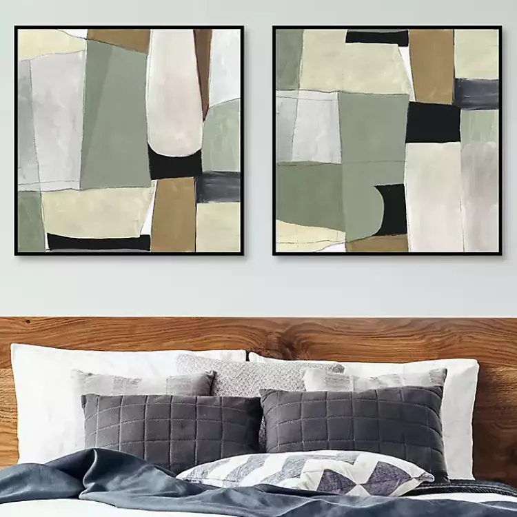 Kirklands Home Canvas Art|Green Forms Framed Canvas Art Prints, Set of 2