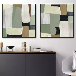 Kirklands Home Canvas Art|Green Forms Framed Canvas Art Prints, Set of 2