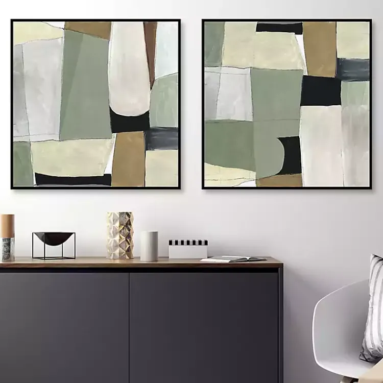 Kirklands Home Canvas Art|Green Forms Framed Canvas Art Prints, Set of 2