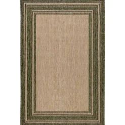 Kirklands Home Outdoor Rugs|Green Framed Border Outdoor Area Rug, 4x7
