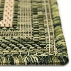 Kirklands Home Outdoor Rugs|Green Framed Border Outdoor Area Rug, 4x7