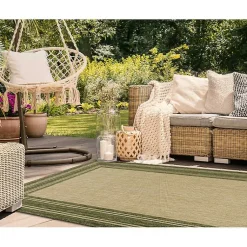 Kirklands Home Outdoor Rugs|Green Framed Border Outdoor Area Rug, 4x7