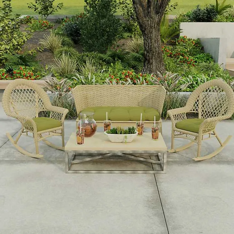 Kirklands Home Outdoor Cushions & Pillows|French Edge 3-pc. Outdoor Wicker Cushion Set Green