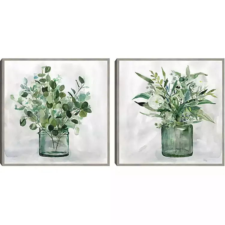 Kirklands Home Canvas Art|Green Garden 2-pc. Framed Canvas Art Print Set Gray