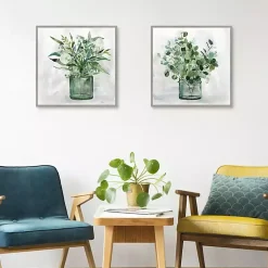 Kirklands Home Canvas Art|Green Garden 2-pc. Framed Canvas Art Print Set Gray