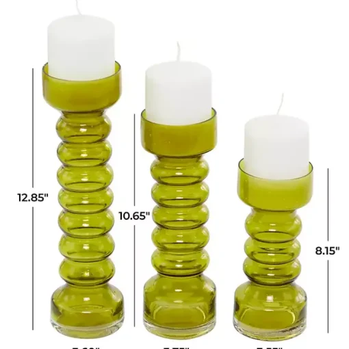 Sale Glass Bubble Pillar Candle Holders, Set of 3 Candle Holders