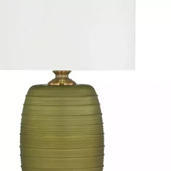 Kirklands Home Table Lamps|Green Glass Fiola Table Lamp White