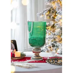 Outlet Glass Vase with Gold Pedestal Base, 20 in. Vases