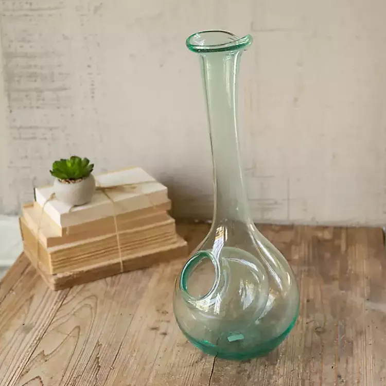 Kirklands Home Barware|Glass Wine Decanter with Ice Pocket Green