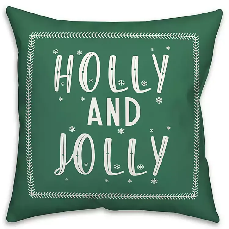 Hot Green Holly and Jolly Throw Pillow Christmas Pillows