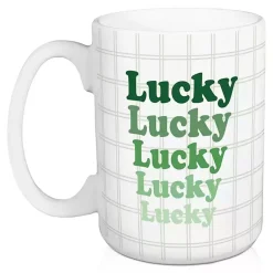 Outlet Green Lucky Plaid Mugs, Set of 2 St Patricks Day Decorations