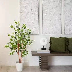 Green Maple Tree in Black Planter Trees & Topiaries