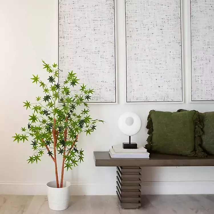 Green Maple Tree in Black Planter Trees & Topiaries