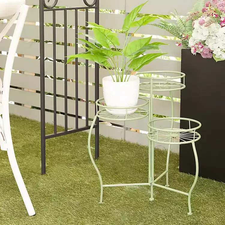 Kirklands Home Planters|Metal Starburst 3-Tier Plant Stand Green