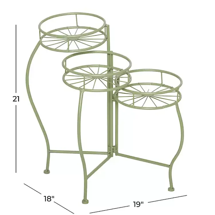 Kirklands Home Planters|Metal Starburst 3-Tier Plant Stand Green