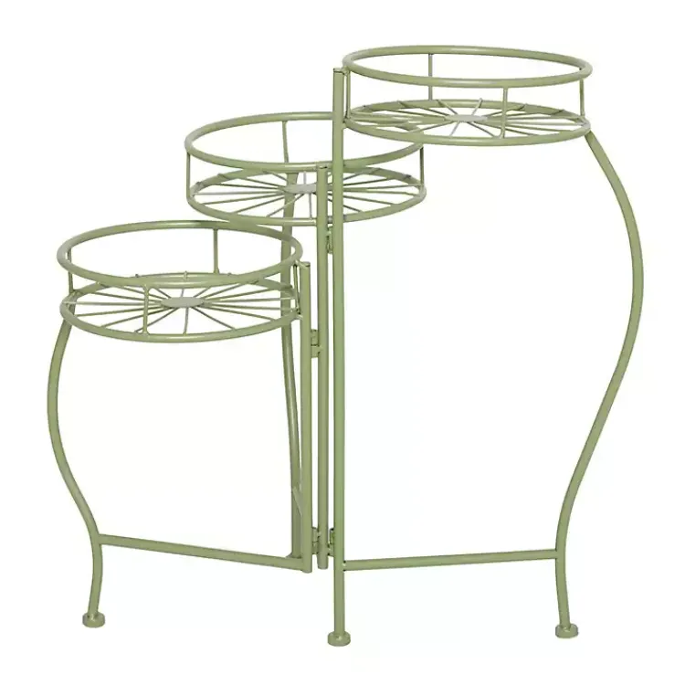 Kirklands Home Planters|Metal Starburst 3-Tier Plant Stand Green