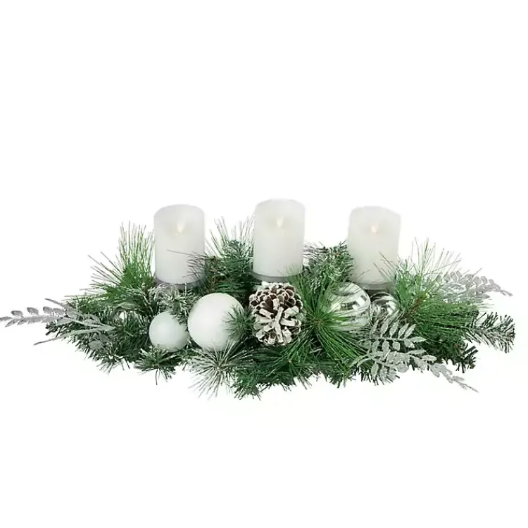 Sale Pine and Ornament Candle Centerpiece Arrangements & Greenery