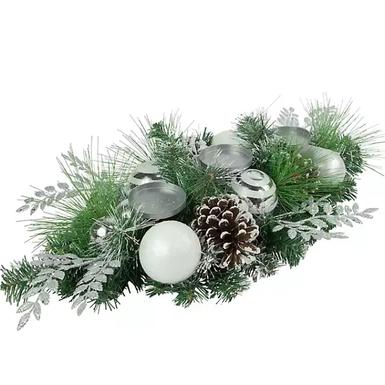 Sale Pine and Ornament Candle Centerpiece Arrangements & Greenery