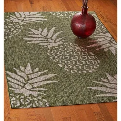 Kirklands Home Outdoor Rugs|Green Pineapple Outdoor Area Rug, 7x9