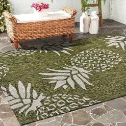 Kirklands Home Outdoor Rugs|Green Pineapple Outdoor Area Rug, 7x9