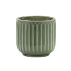 Kirklands Home Planters|Ribbed Terracotta Planters, Set of 3 Green