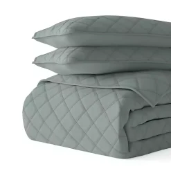 Kirklands Home Quilts|Stitched Diamond 3-pc. King Quilt Set Green