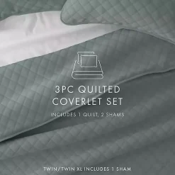 Kirklands Home Quilts|Stitched Diamond 3-pc. King Quilt Set Green