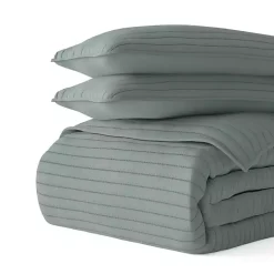 Kirklands Home Quilts|Stitched Stripes 3-pc. Queen Quilt Set Green