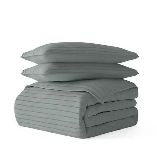 Kirklands Home Quilts|Stitched Stripes 3-pc. King Quilt Set Green