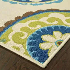 Kirklands Home Outdoor Rugs|Green Suzani Capetown Area Rug, 5x7