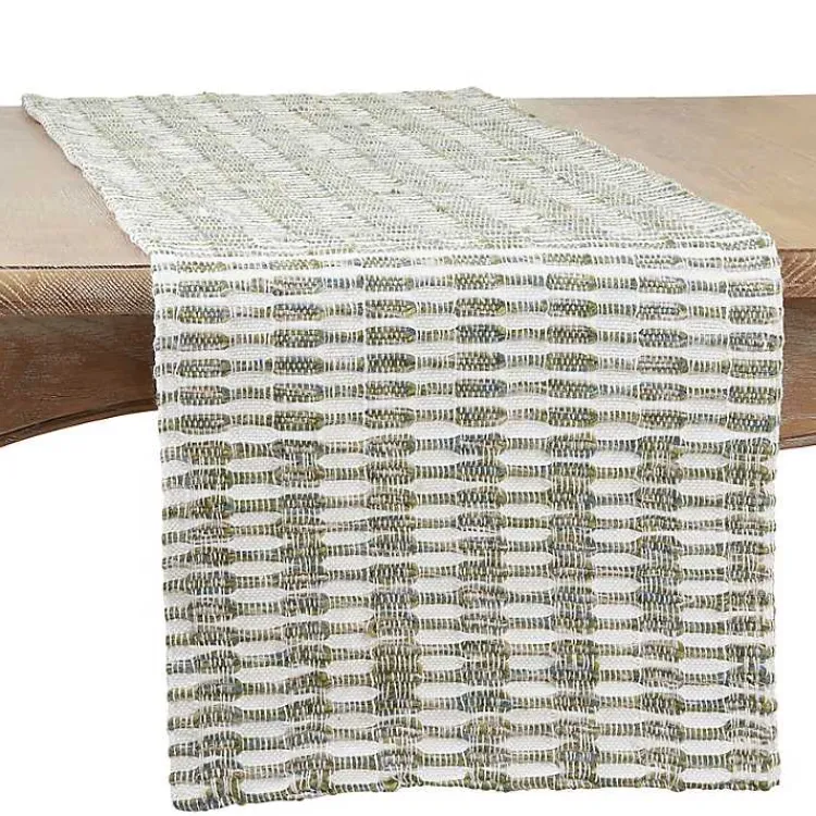 Kirklands Home Table Linens|Green Tea Woven Stripe Table Runner, 54 in.