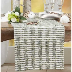 Kirklands Home Table Linens|Green Tea Woven Stripe Table Runner, 54 in.