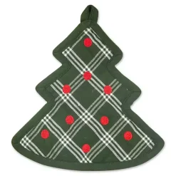 Discount Green Tree Plaid 3-pc. Dishtowel & Potholder Set Christmas Dining & Entertaining