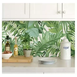 Kirklands Home Wall Murals & Wallpaper|Tropical Leaves Peel & Stick Wallpaper Green