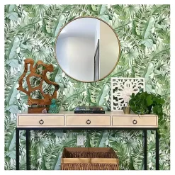 Kirklands Home Wall Murals & Wallpaper|Tropical Leaves Peel & Stick Wallpaper Green