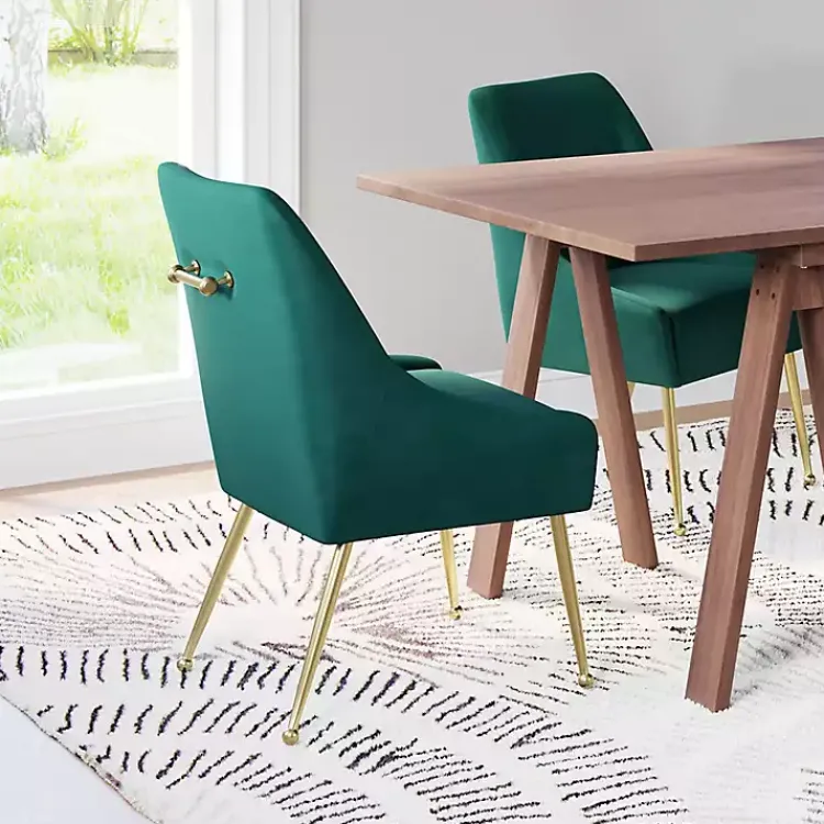 Kirklands Home Dining Chairs|Velvet Gold Maxine Dining Chair Green
