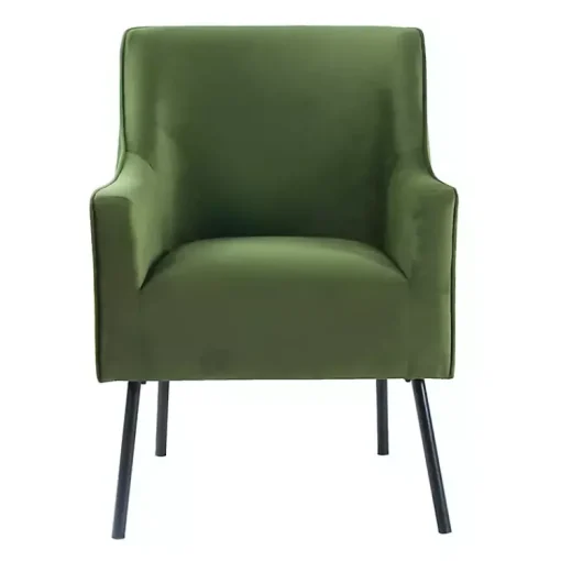 Kirklands Home Accent Chairs|Velvet Upholstered Black Legs Accent Chair Green