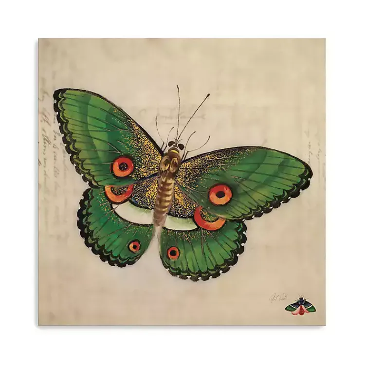Kirklands Home Canvas Art|Green Vintage Butterfly Canvas Art Print