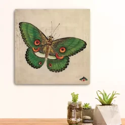 Kirklands Home Canvas Art|Green Vintage Butterfly Canvas Art Print