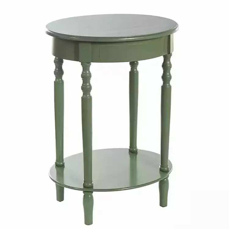 Kirklands Home Accent & End Tables|Wood Oval Emily Accent Table Green