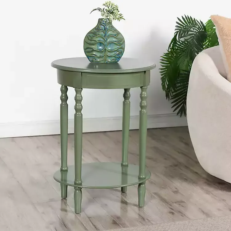 Kirklands Home Accent & End Tables|Wood Oval Emily Accent Table Green