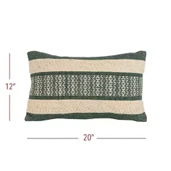 Sale Green Woven Stripe Lumbar Pillow Pillows