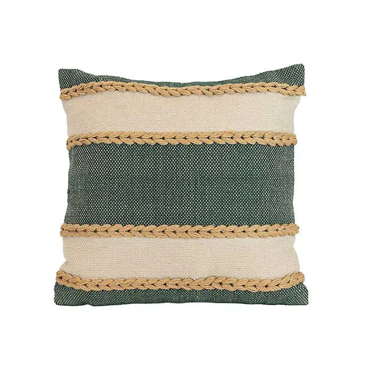 Hot Green Woven Wide Stripe Indoor/Outdoor Pillow Pillows